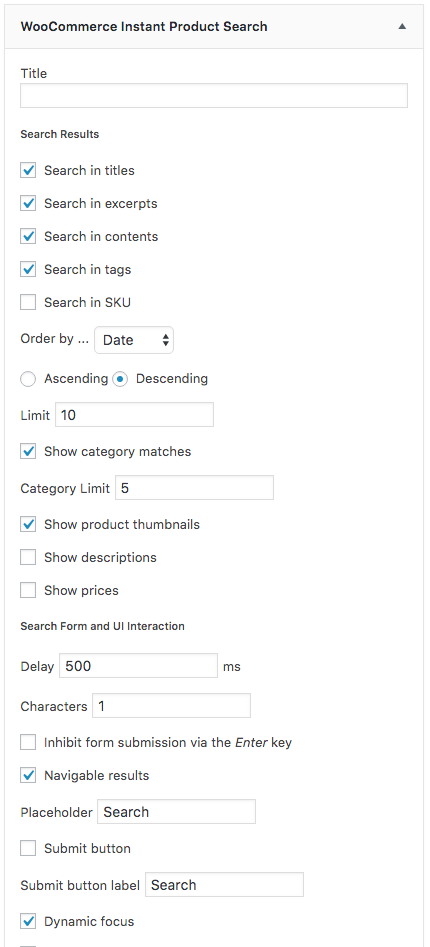 WooCommerce Widget Instant Product Search
