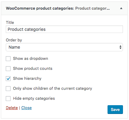 WooCommerce Widget Product Categories