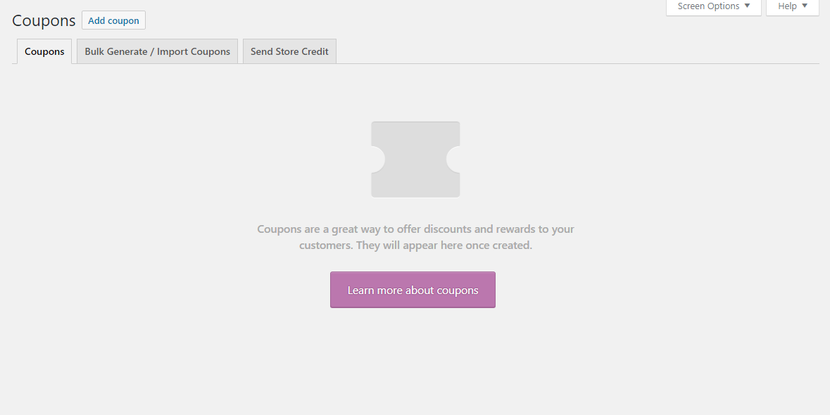 Coupons WooCommerce Menu
