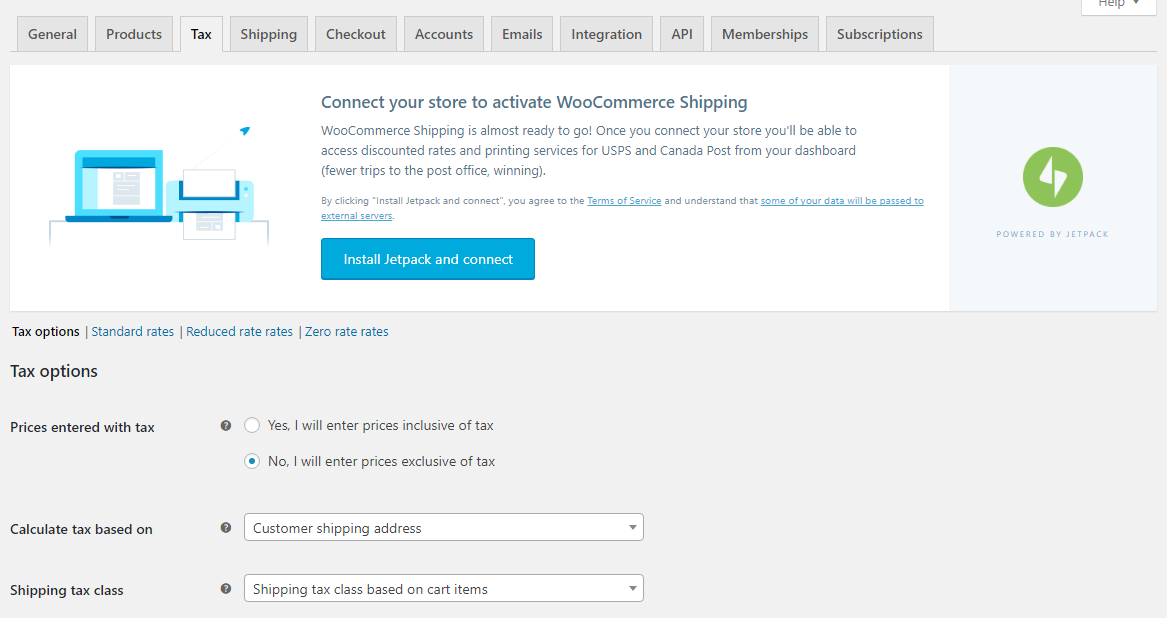 WooCommerce Tax Settings