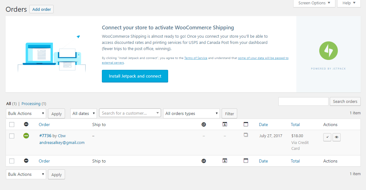 Orders WooCommerce Menu