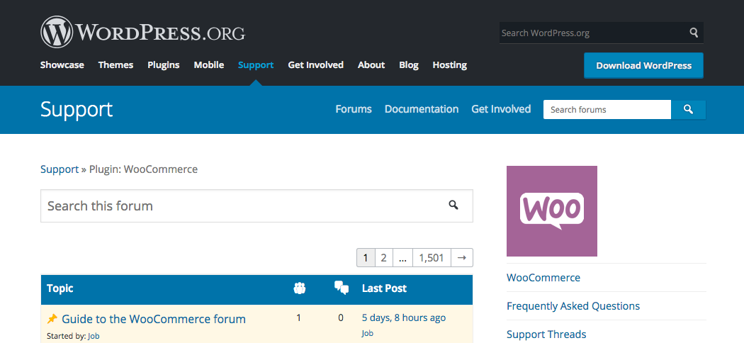 Wordpress WooCommerce Support Forum