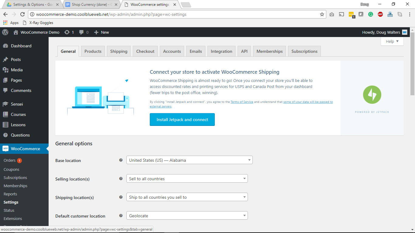 WooCommerce Settings General