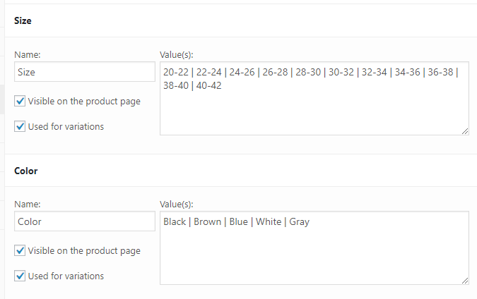 Variable Size and Colors