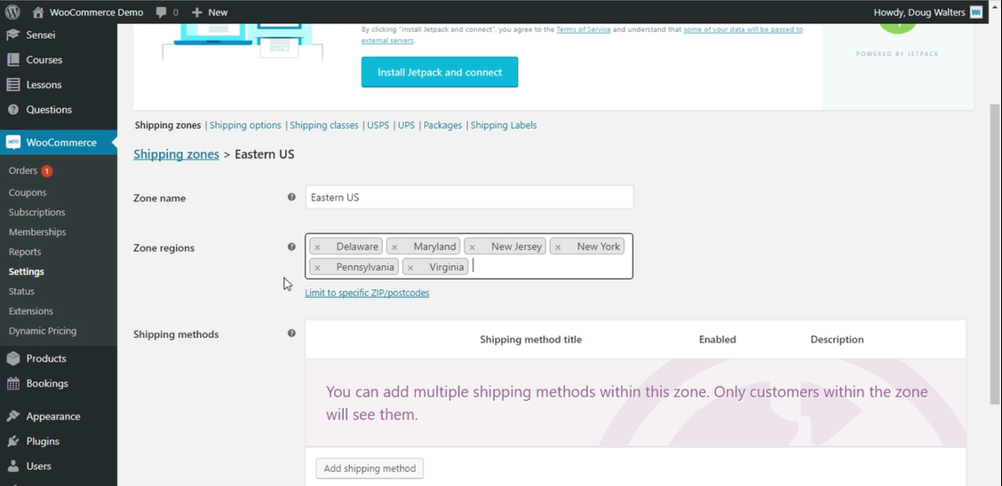 WooCommerce Add Shipping Zones