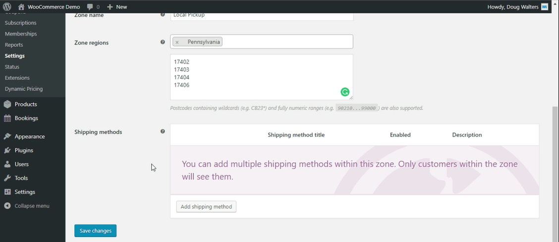 WooCommerce Add Shipping Methods