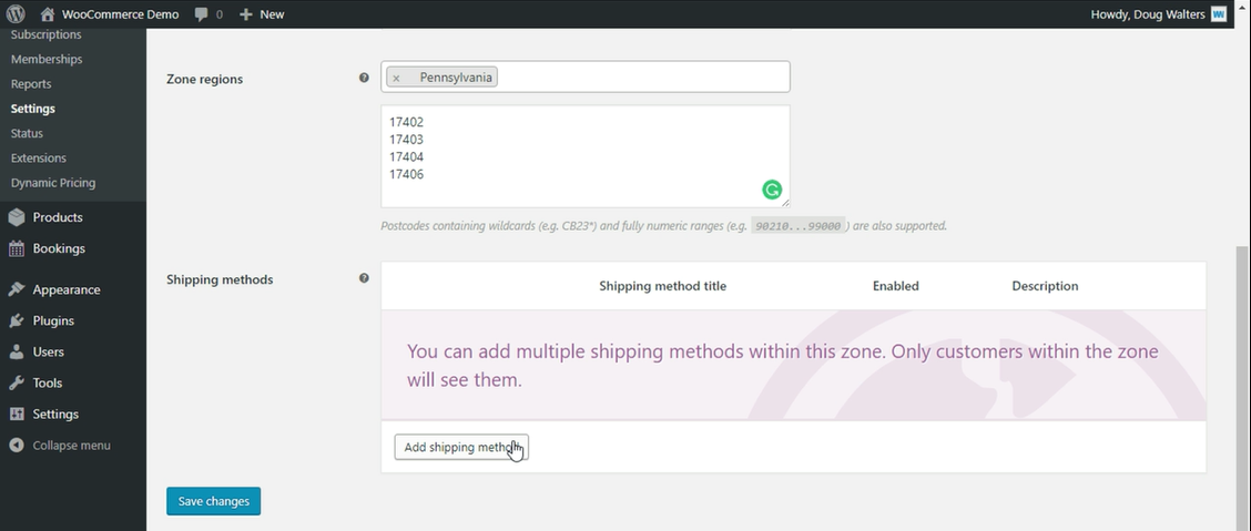 WooCommerce Add Shipping Method