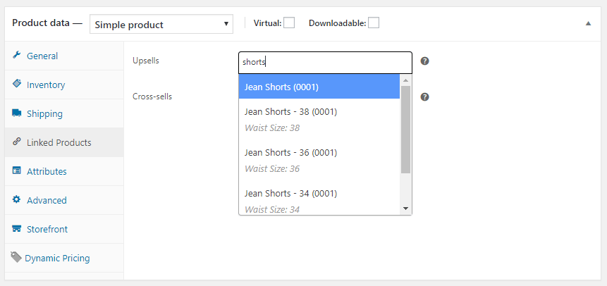 Product Data Linked Products Upsells Search