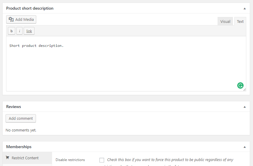 Product Description WooCommerce