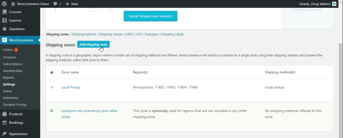 WooCommerce Add Shipping Zone