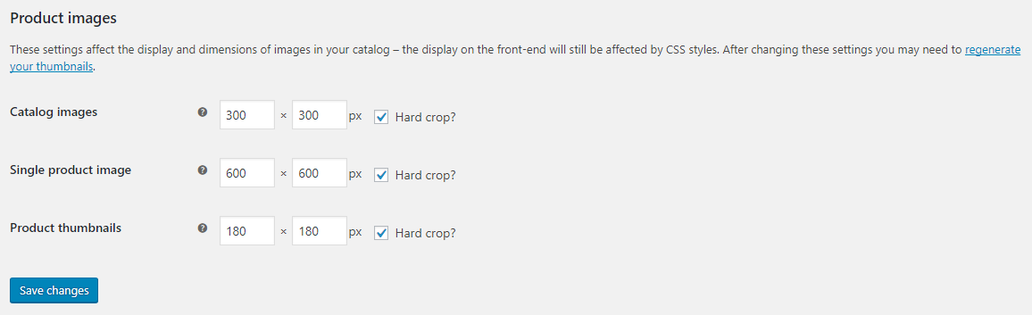 Product Image Sizing Woo