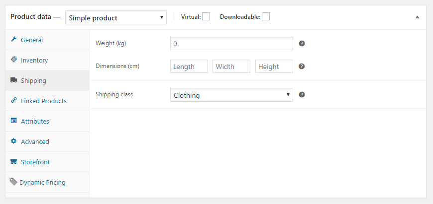 Woo Shipping Product Data