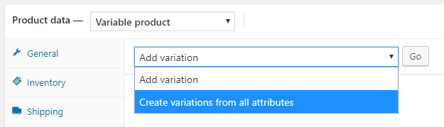 Variable Product Create Variations