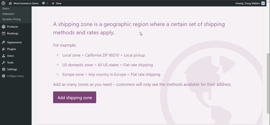 WooCommerce Shipping Zone Page