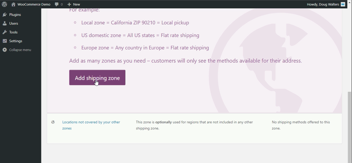 WooCommerce Shipping Zone Button