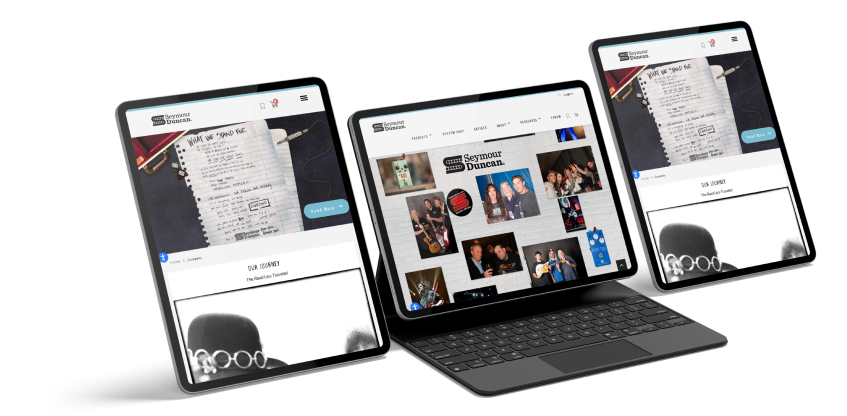 seymour duncan website on three tablets