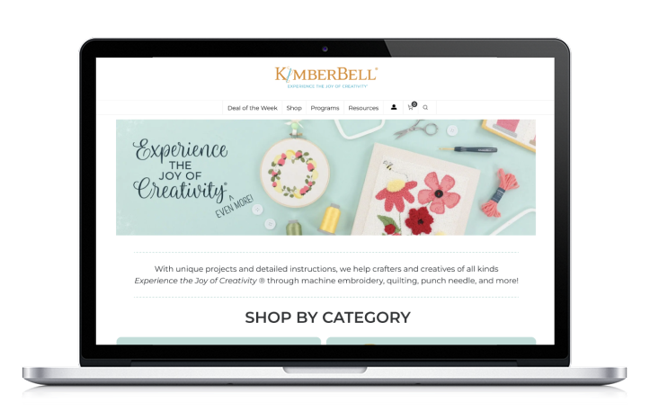 image of laptop with kimberbell homepage desktop