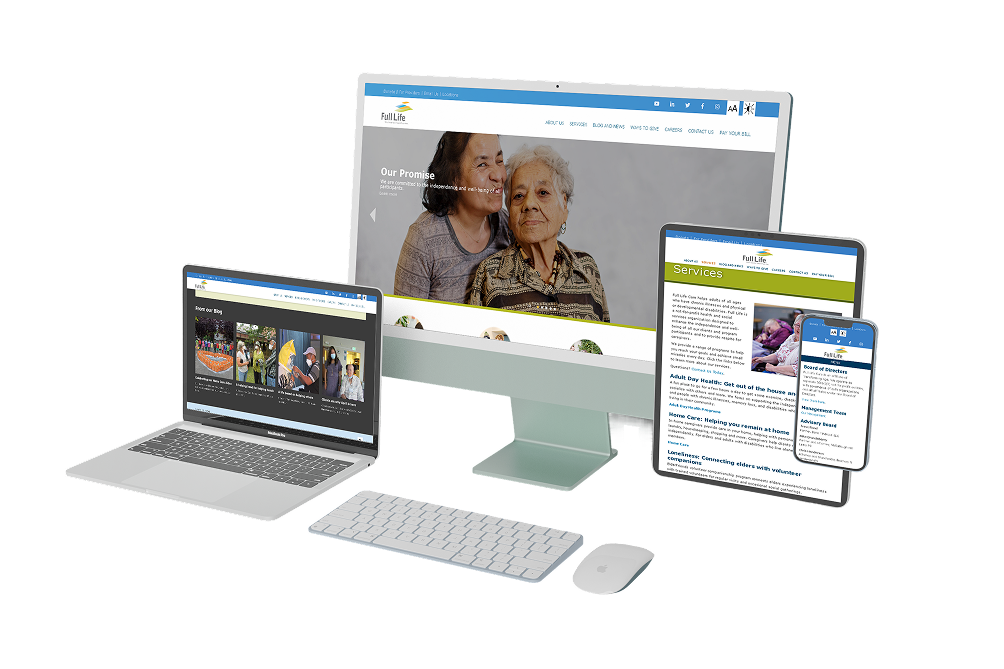 full life care website on tablet, iphone, laptop, and computer