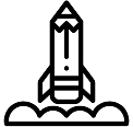 black and white launch icon